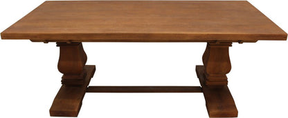 81" Brown Solid Wood Trestle Base Dining Table HomeRoots