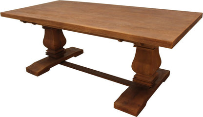 81" Brown Solid Wood Trestle Base Dining Table HomeRoots