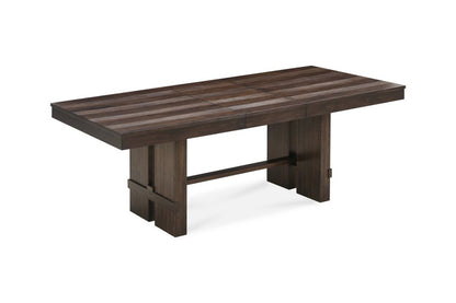 84" Dark Brown Wood Self-Storing Leaf Trestle Base Extension Dining Table HomeRoots