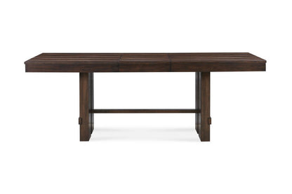 84" Dark Brown Wood Self-Storing Leaf Trestle Base Extension Dining Table HomeRoots