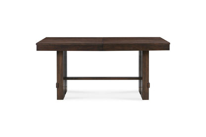 84" Dark Brown Wood Self-Storing Leaf Trestle Base Extension Dining Table HomeRoots