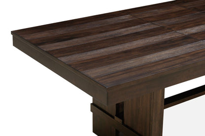 84" Dark Brown Wood Self-Storing Leaf Trestle Base Extension Dining Table HomeRoots