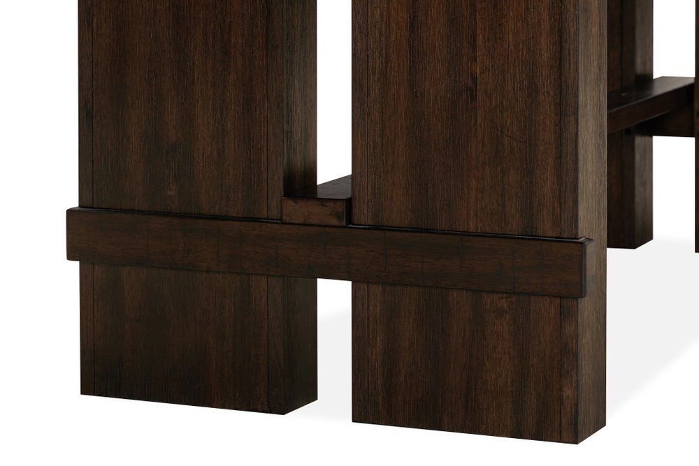 84" Dark Brown Wood Self-Storing Leaf Trestle Base Extension Dining Table HomeRoots