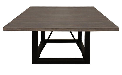 60" Dark Brown and Black Solid Wood and Iron Frame Base Square Dining Table HomeRoots