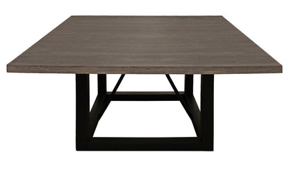 60" Dark Brown and Black Solid Wood and Iron Frame Base Square Dining Table HomeRoots