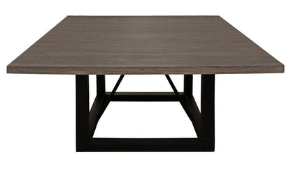 60" Dark Brown and Black Solid Wood and Iron Frame Base Square Dining Table HomeRoots