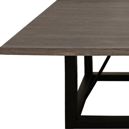 60" Dark Brown and Black Solid Wood and Iron Frame Base Square Dining Table HomeRoots