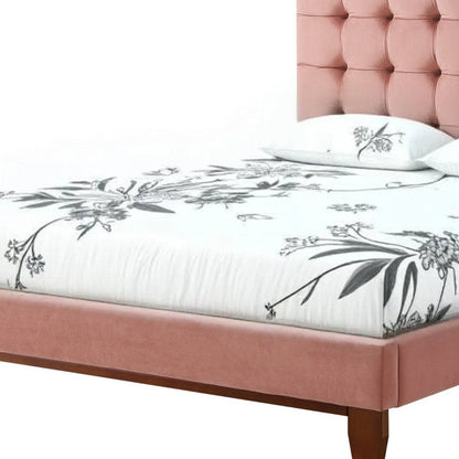 Blush Solid Wood Full Tufted Upholstered Velvet Bed HomeRoots