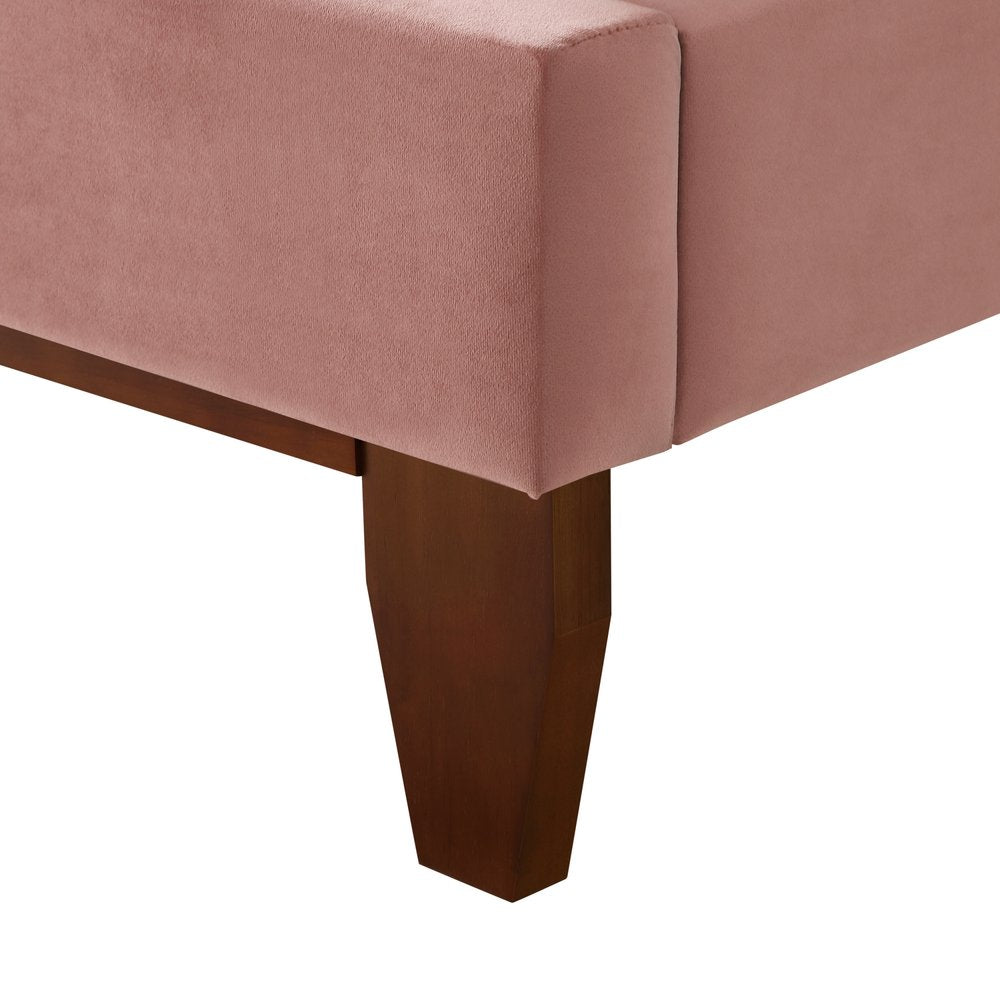 Blush Solid Wood Queen Tufted Upholstered Velvet Bed — view 3