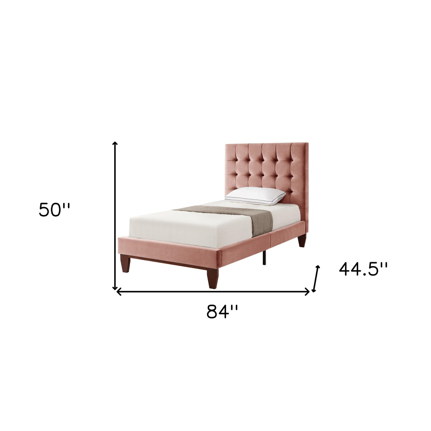 Beige Solid Wood King Tufted Upholstered Linen Bed