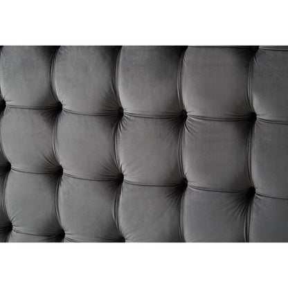 Gray Solid Wood King Tufted Upholstered Velvet Bed HomeRoots