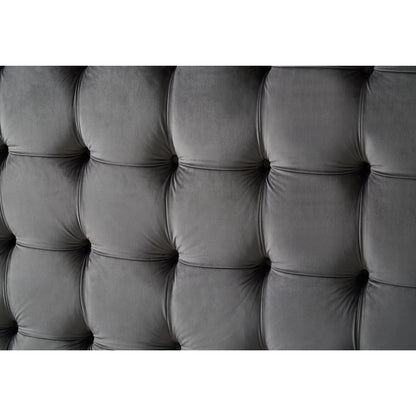 Gray Solid Wood Queen Tufted Upholstered Velvet Bed