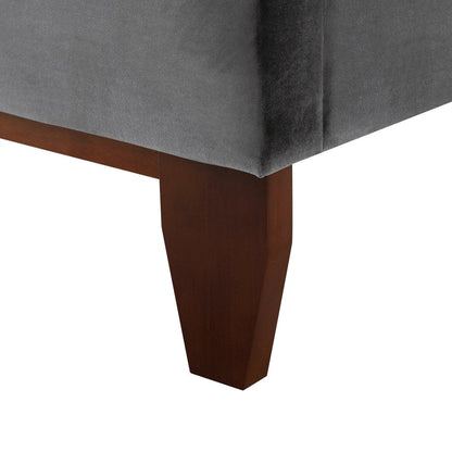 Gray Solid Wood King Tufted Upholstered Velvet Bed HomeRoots