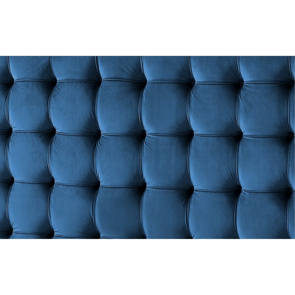 Navy Blue Solid Wood King Tufted Upholstered Velvet Bed HomeRoots