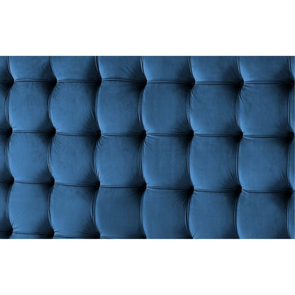 Navy Blue Solid Wood King Tufted Upholstered Velvet Bed HomeRoots