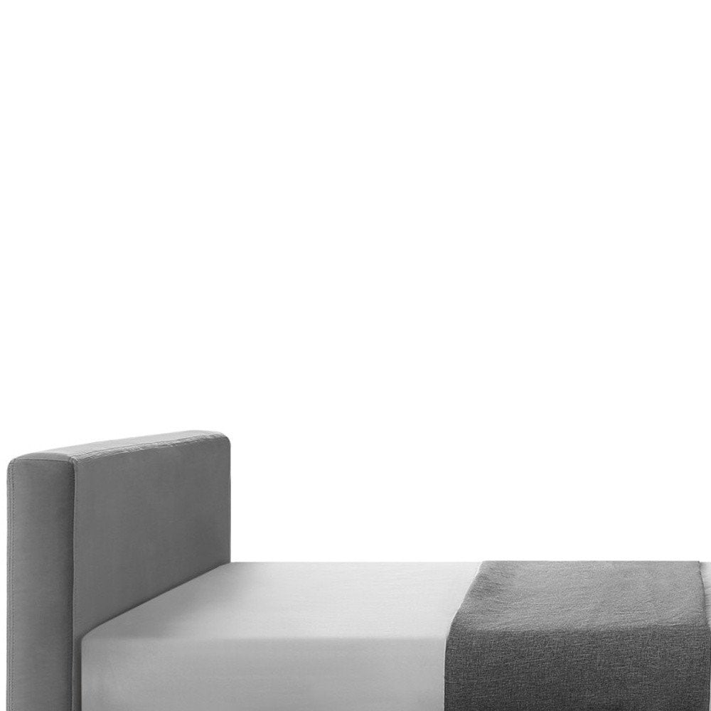 Gray Solid Wood Queen Upholstered Velvet Bed — view 6