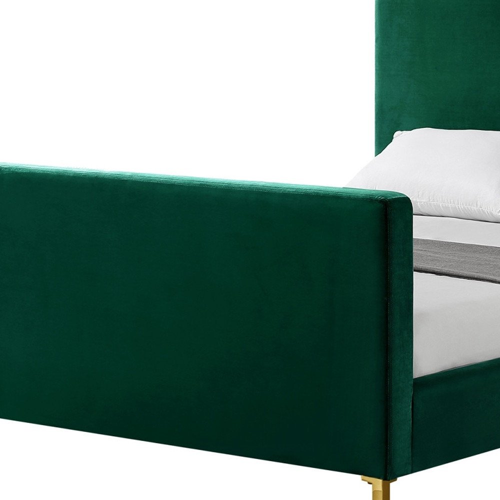 Gray Solid Wood Queen Upholstered Velvet Bed — view 13