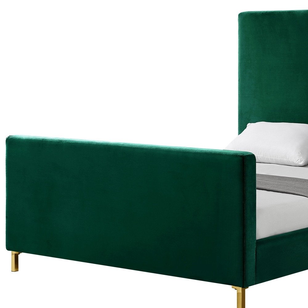 Gray Solid Wood Queen Upholstered Velvet Bed HomeRoots