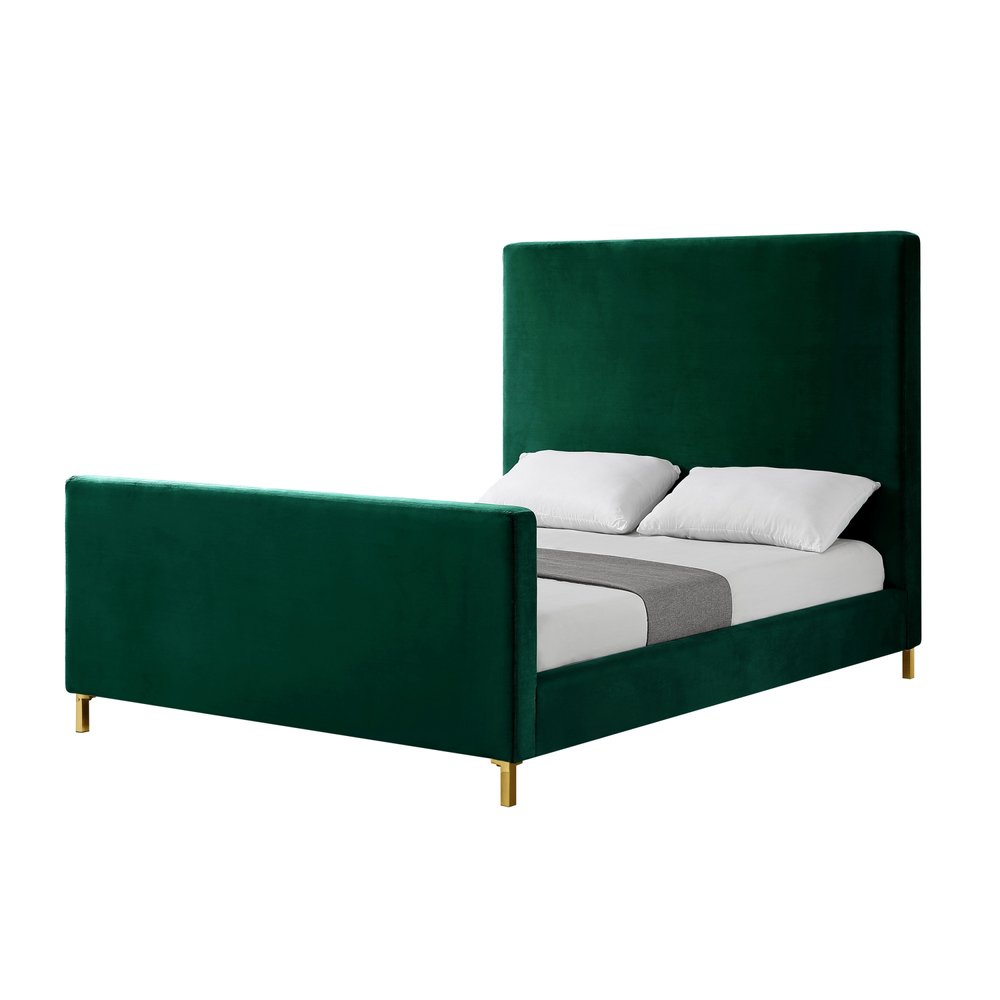 Gray Solid Wood Queen Upholstered Velvet Bed HomeRoots
