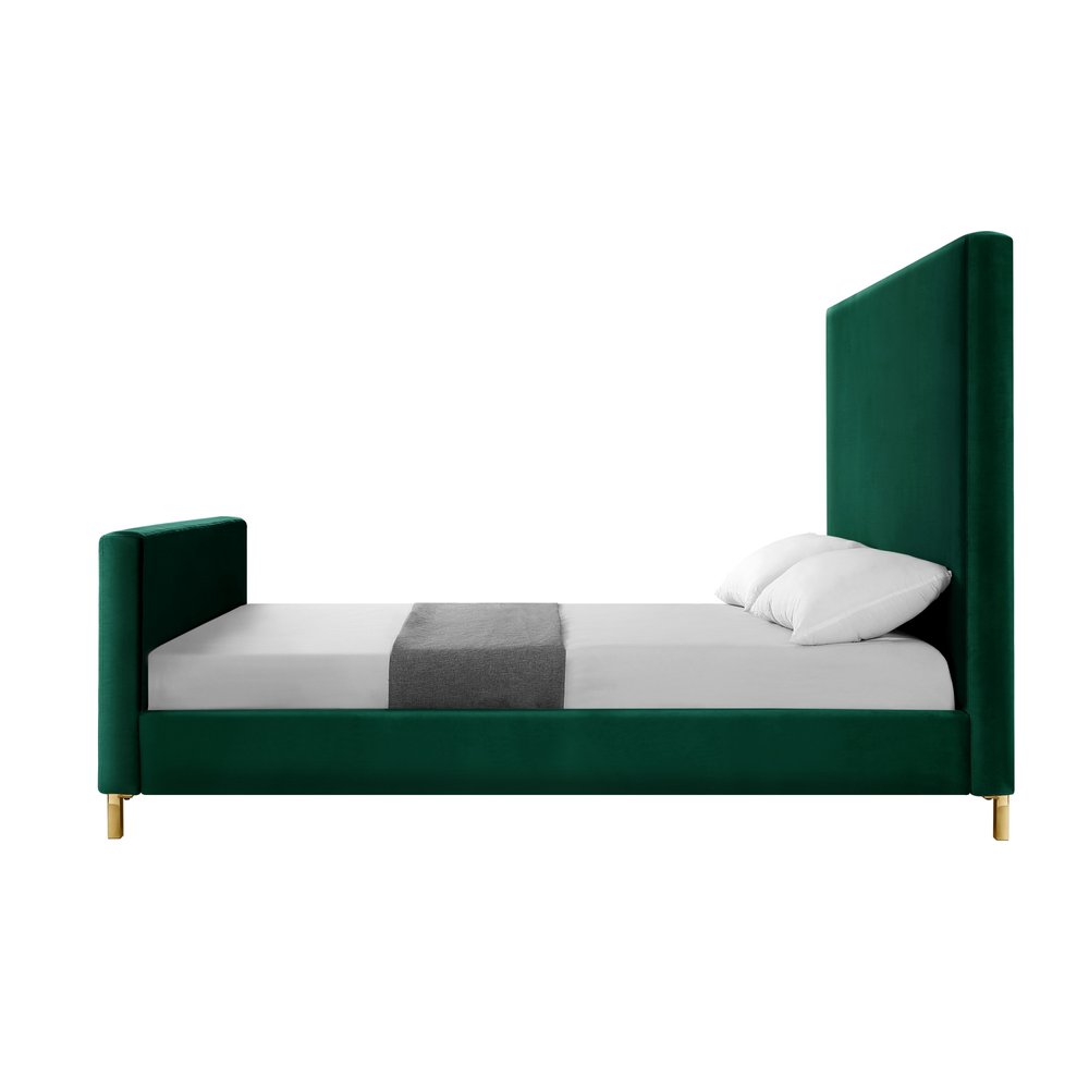 Gray Solid Wood Queen Upholstered Velvet Bed HomeRoots