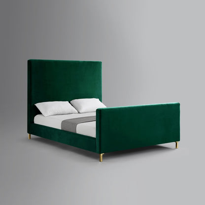 Gray Solid Wood Queen Upholstered Velvet Bed HomeRoots