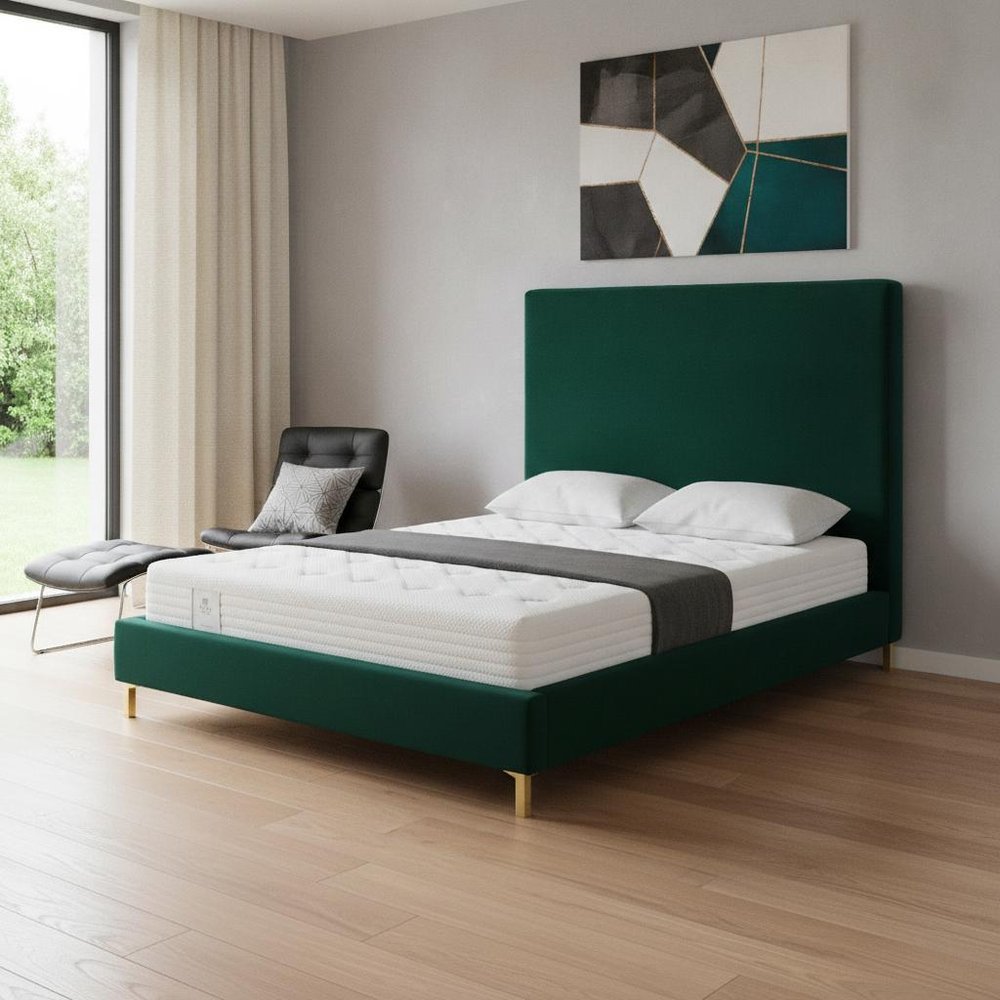 Gray Solid Wood Queen Upholstered Velvet Bed HomeRoots