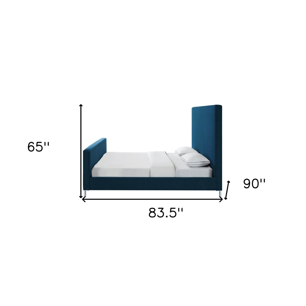 Gray Solid Wood Queen Upholstered Velvet Bed — view 23