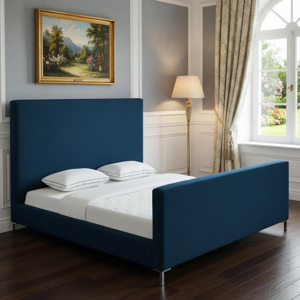 Gray Solid Wood Queen Upholstered Velvet Bed HomeRoots