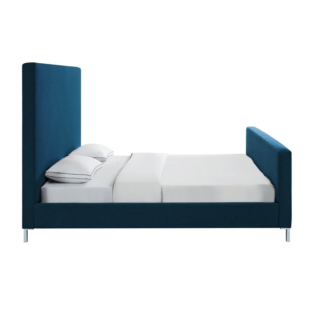 Gray Solid Wood Queen Upholstered Velvet Bed — view 22