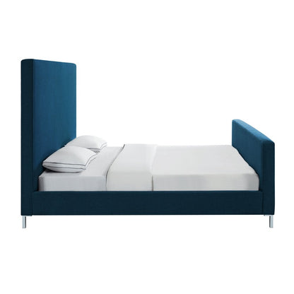 Gray Solid Wood Queen Upholstered Velvet Bed HomeRoots