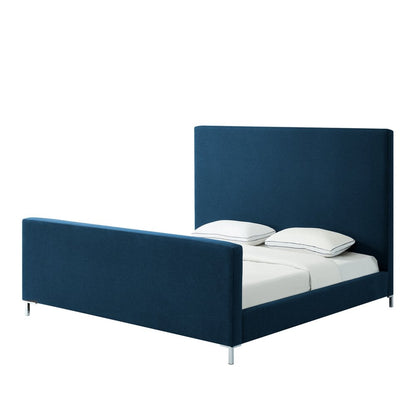 Gray Solid Wood Queen Upholstered Velvet Bed HomeRoots