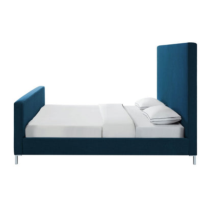 Gray Solid Wood Queen Upholstered Velvet Bed HomeRoots