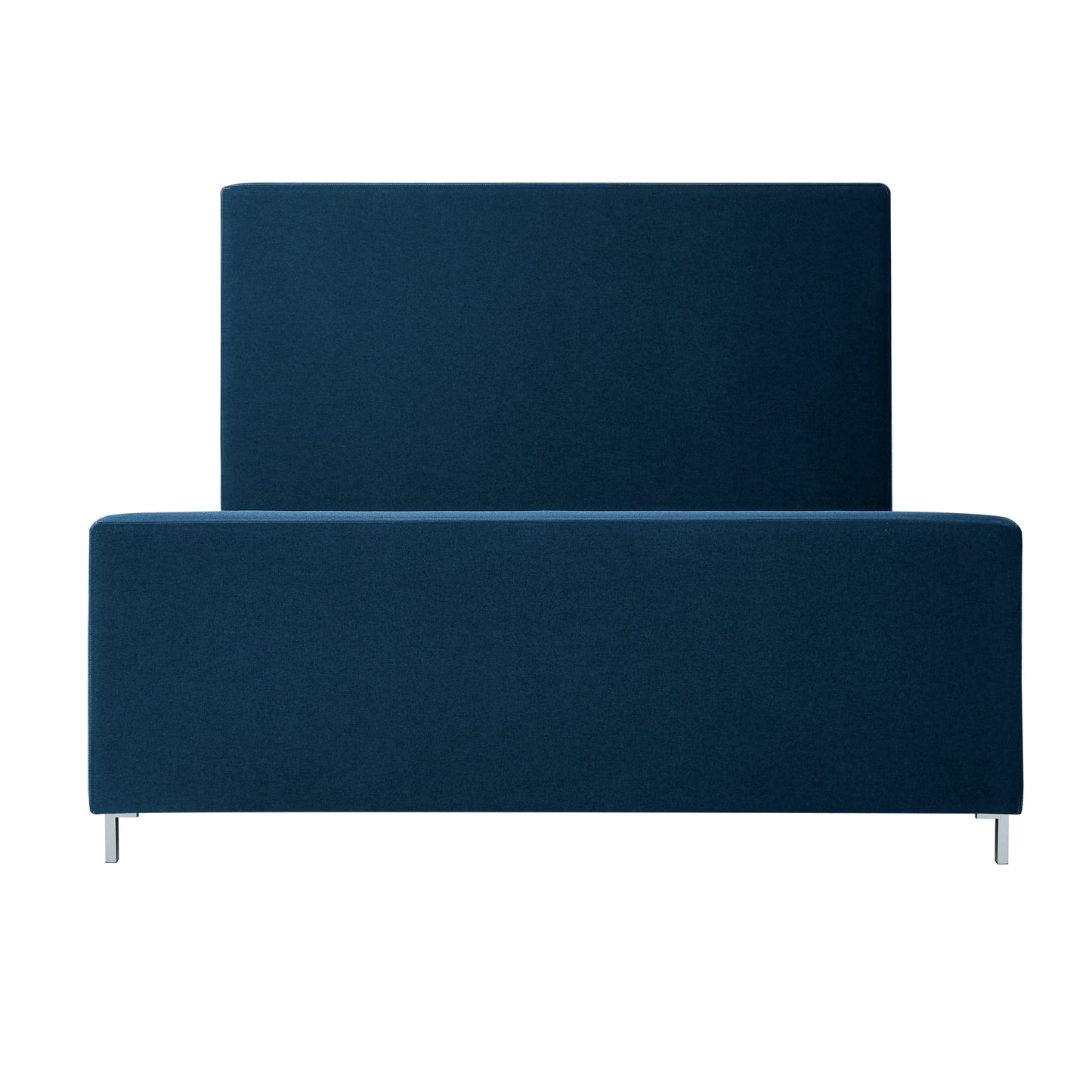 Denim Blue Solid Wood King Upholstered Linen Bed