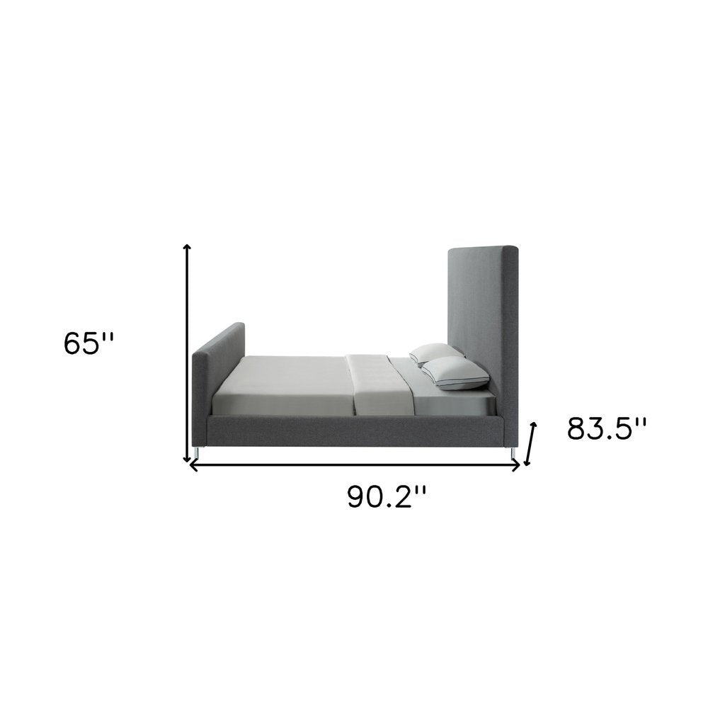 Gray Solid Wood Queen Upholstered Velvet Bed — view 32