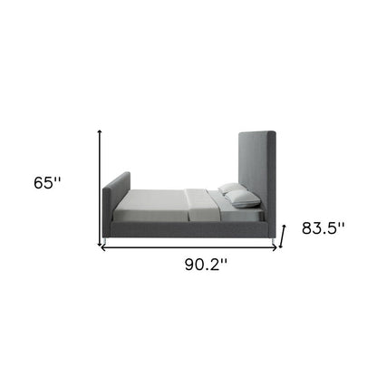 Gray Solid Wood Queen Upholstered Velvet Bed HomeRoots