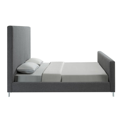 Gray Solid Wood Queen Upholstered Velvet Bed HomeRoots