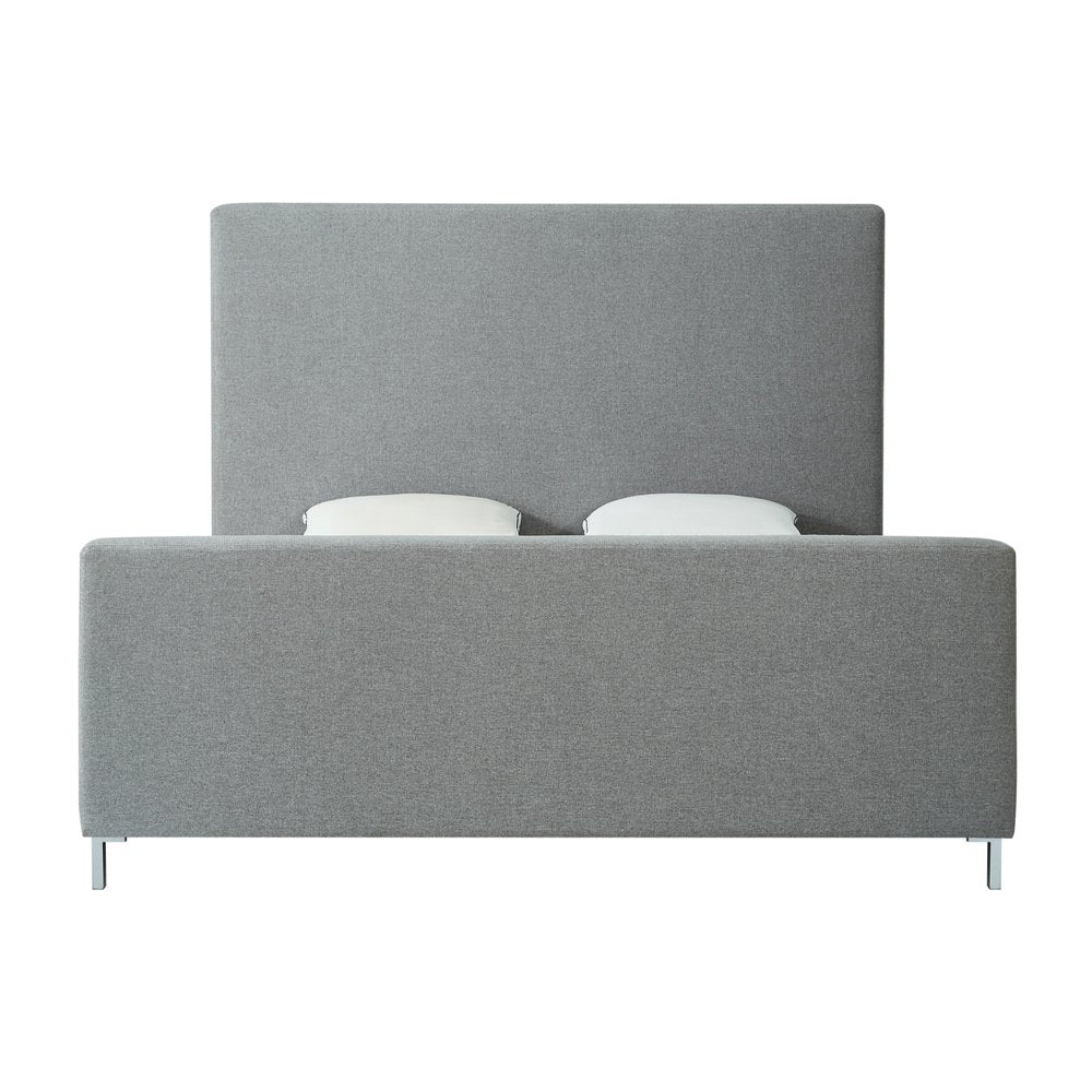 Gray Solid Wood Queen Upholstered Velvet Bed HomeRoots