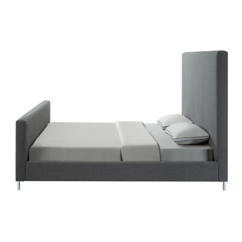 Gray Solid Wood Queen Upholstered Velvet Bed — view 25