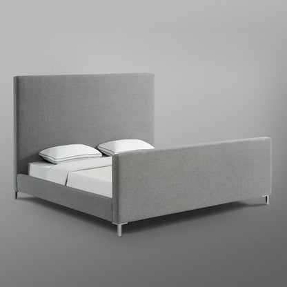 Gray Solid Wood Queen Upholstered Velvet Bed HomeRoots
