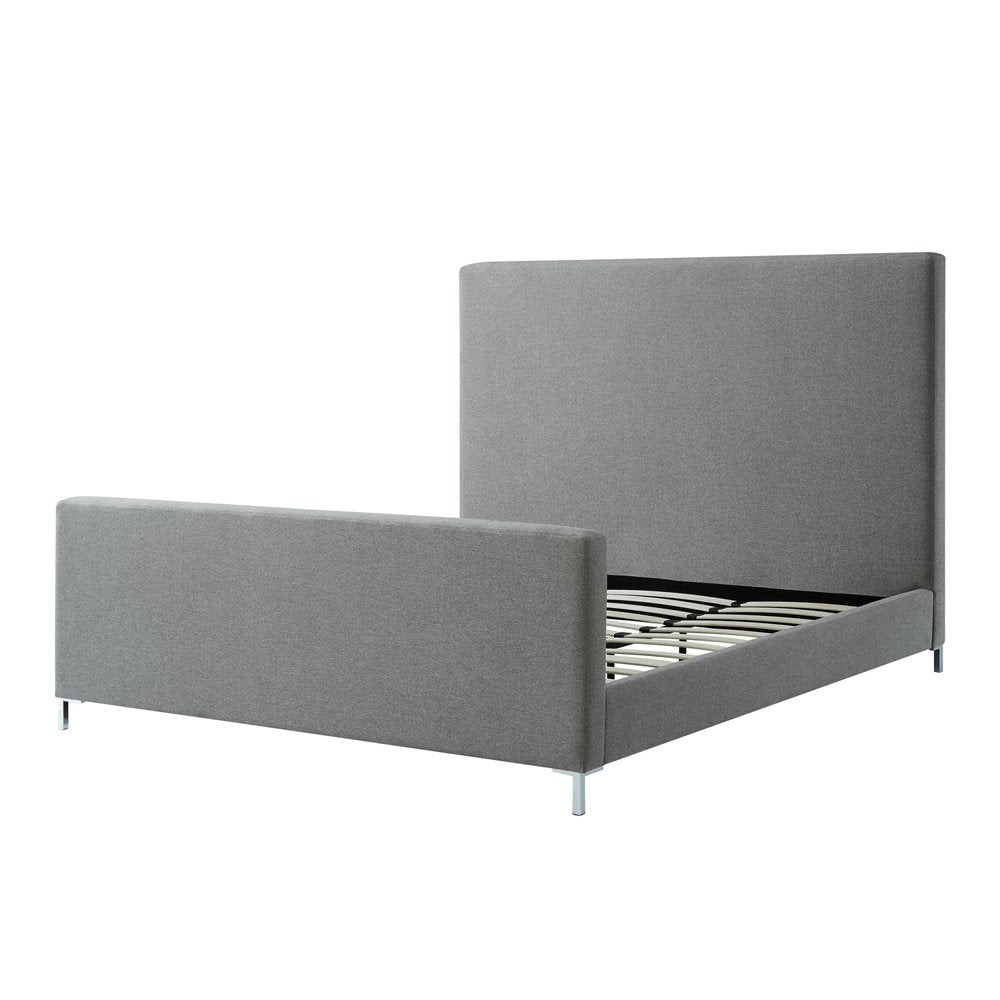 Gray Solid Wood Queen Upholstered Velvet Bed HomeRoots