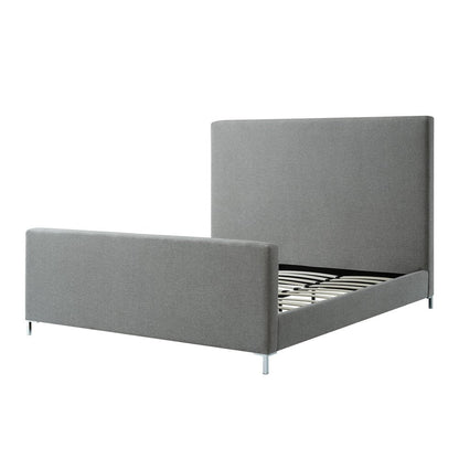 Gray Solid Wood Queen Upholstered Velvet Bed HomeRoots