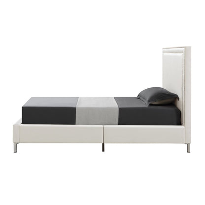Blush Velvet Upholstered Queen Bed Frame With Nailhead Trim