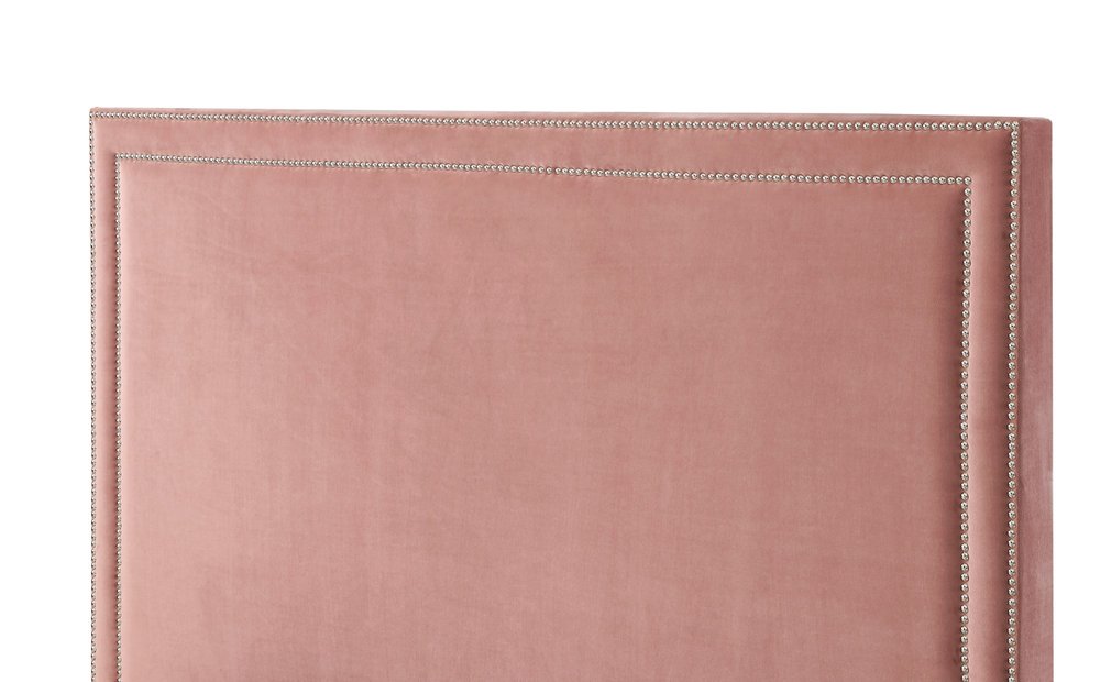 Blush Velvet Upholstered Queen Bed Frame With Nailhead Trim
