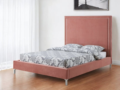 White Solid Wood Twin Upholstered Faux Leather Bed Frame with Nailhead Trim HomeRoots