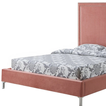 White Solid Wood Twin Upholstered Faux Leather Bed Frame with Nailhead Trim HomeRoots