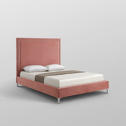 White Solid Wood Twin Upholstered Faux Leather Bed Frame with Nailhead Trim HomeRoots