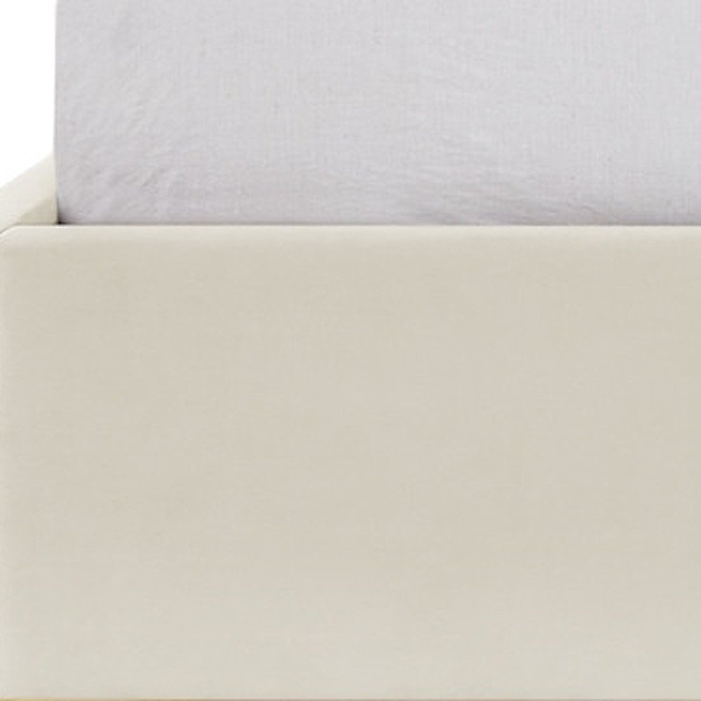 Beige Solid Wood Queen Upholstered Velvet Bed HomeRoots