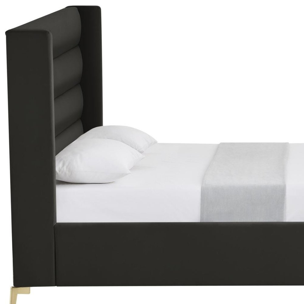 Black Velvet Upholstered King Bed Frame HomeRoots