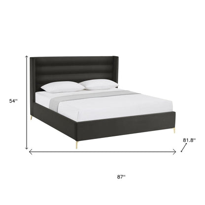 Black Velvet Upholstered King Bed Frame HomeRoots