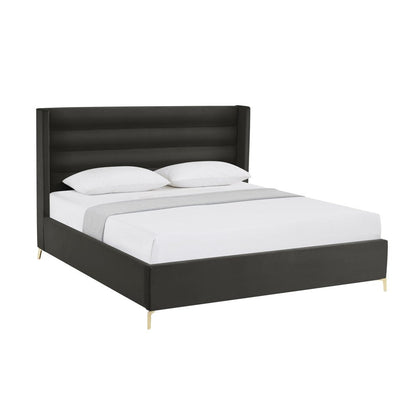 Black Velvet Upholstered King Bed Frame HomeRoots